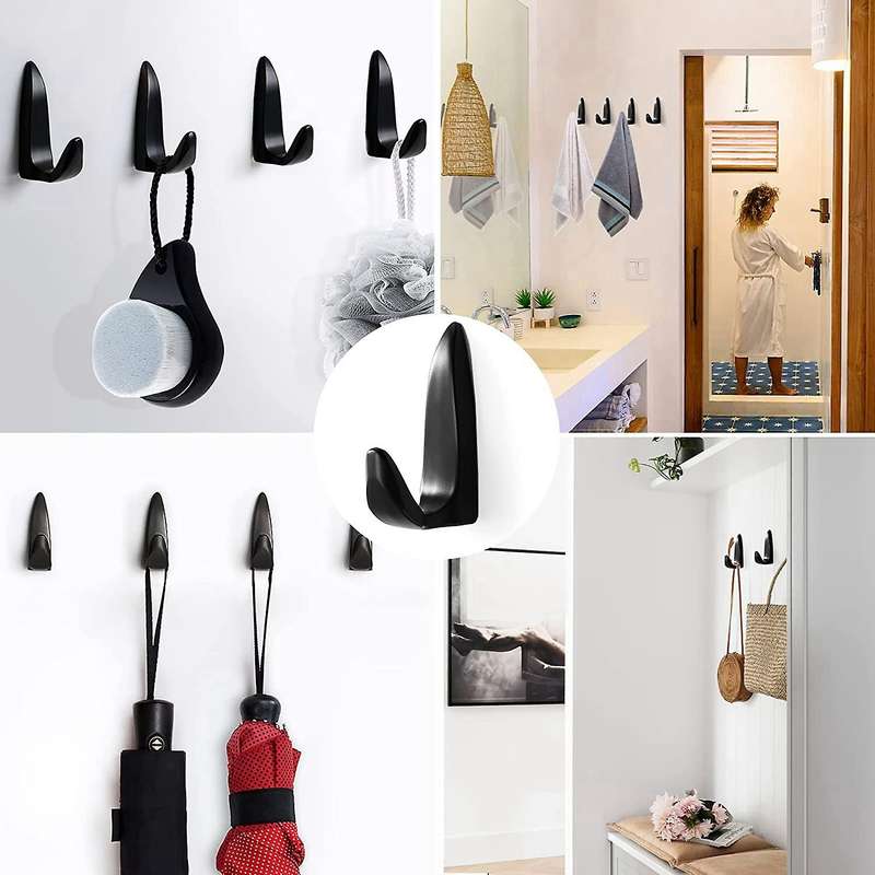 4 Pcs Heavy Duty Wall Mounted Single Hooks Coat Hooks(black)