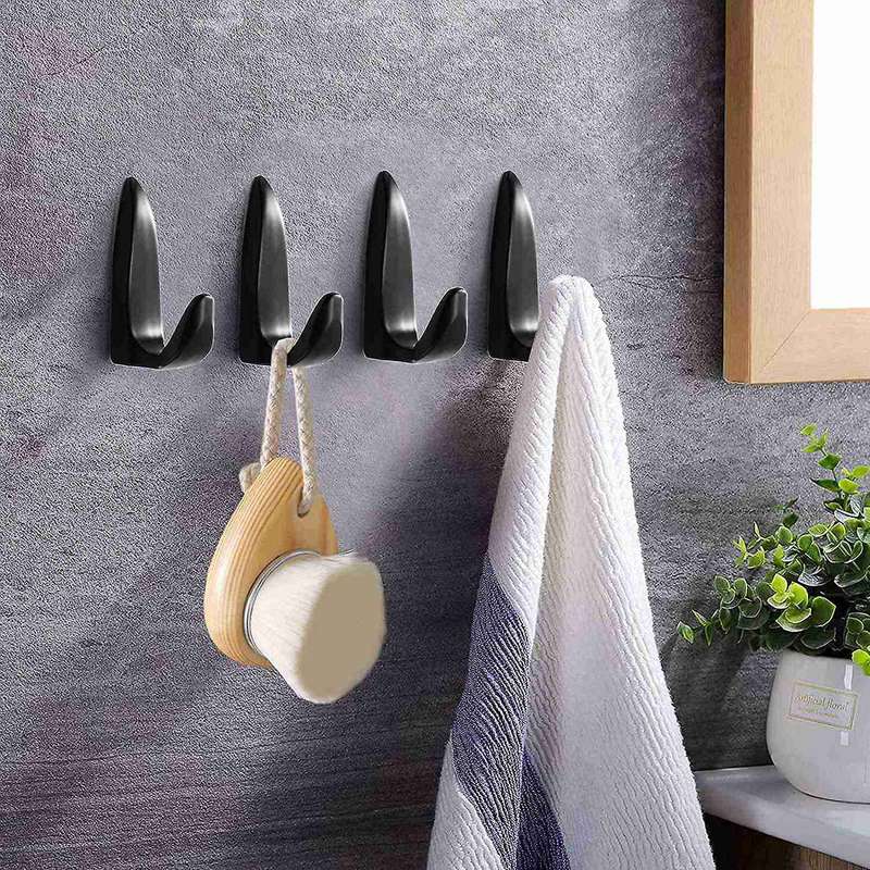 4 Pcs Heavy Duty Wall Mounted Single Hooks Coat Hooks(black)