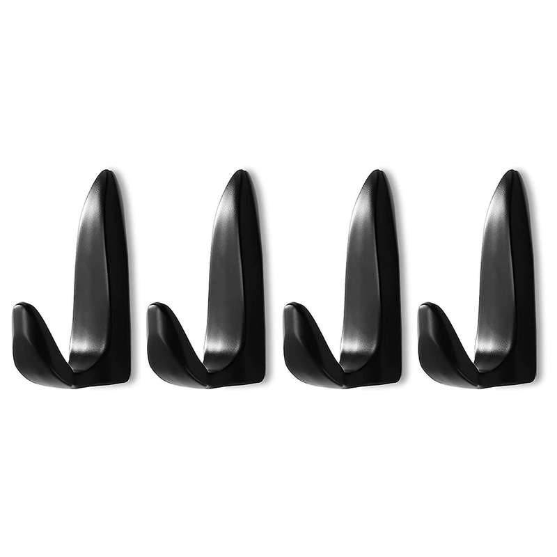 4 Pcs Heavy Duty Wall Mounted Single Hooks Coat Hooks(black)