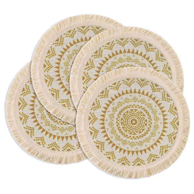 4pcs Round Placemats,for Table Dinner Home Decor(yellow)