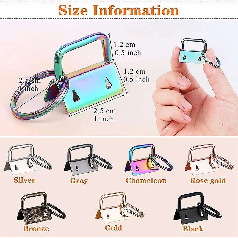 Key Fob Hardware, 42pcs 1 Inch 7 Colors Keychain Hardware Set