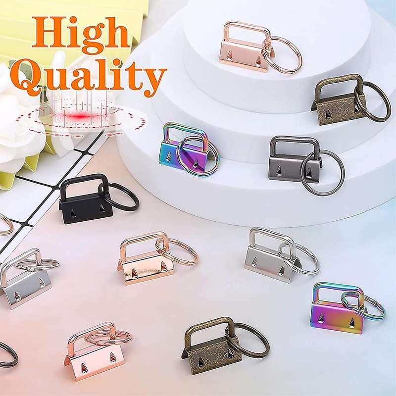 Key Fob Hardware, 42pcs 1 Inch 7 Colors Keychain Hardware Set