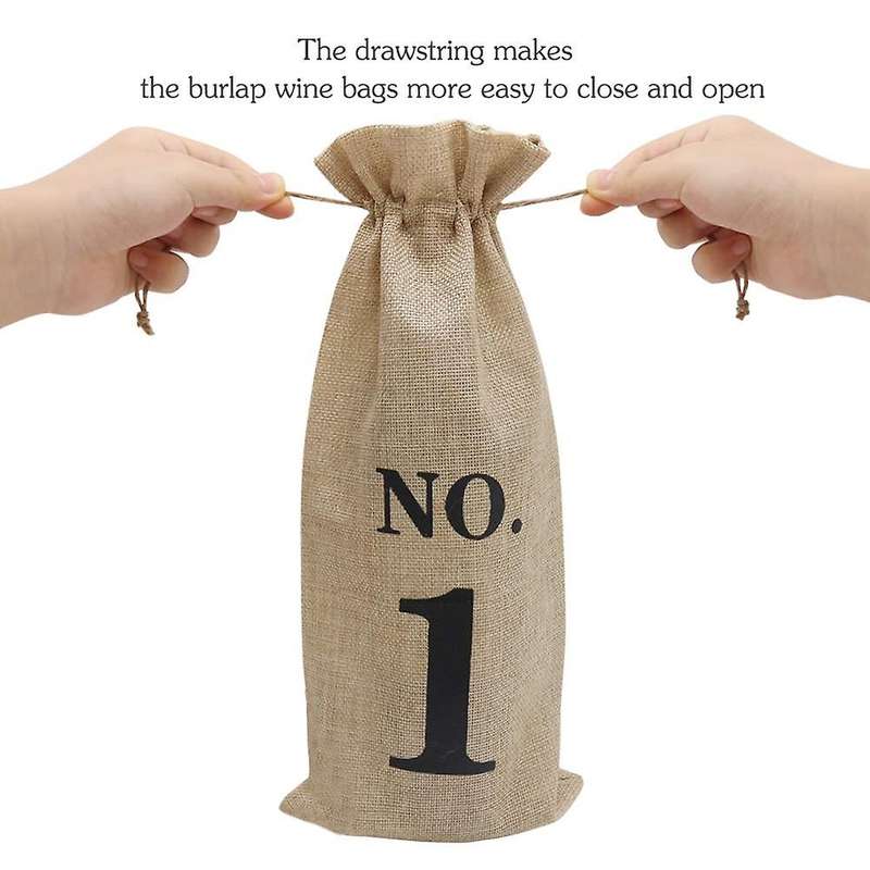 10pcs Burlap Wine Bags with Tags for Christmas Wedding Decoration
