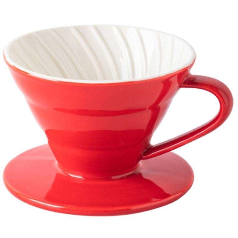 Screw Thread Inside Ceramic Coffee Dripper for 1-2 People Red