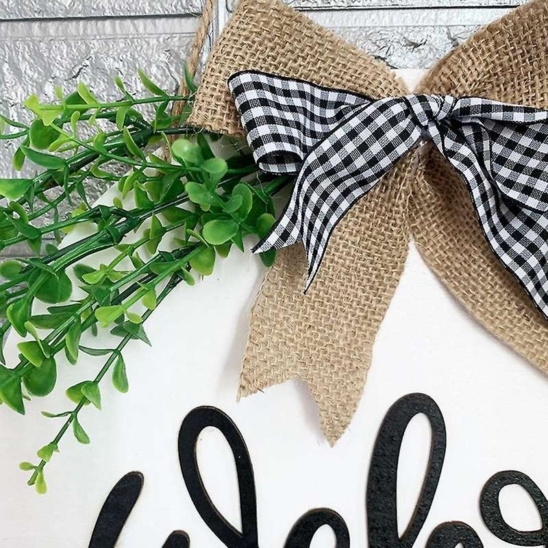 Artificial Sunflower Wreath Door Hanger Welcome Sign for Porch Decor