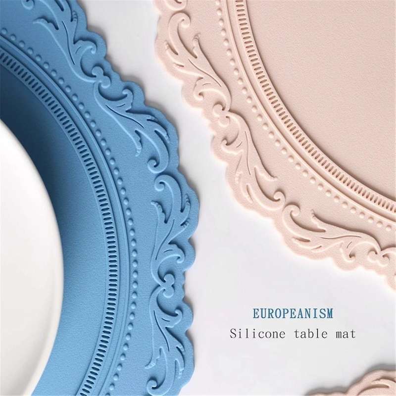 Silicone Placemat Round Flower Tableware for Breakfast A