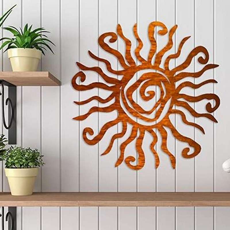 Creative Iron Art Metal Sun Indoor Outdoor Decoration Black