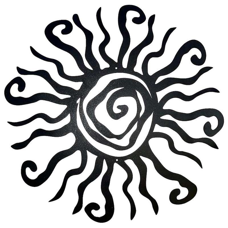 Creative Iron Art Metal Sun Indoor Outdoor Decoration Black