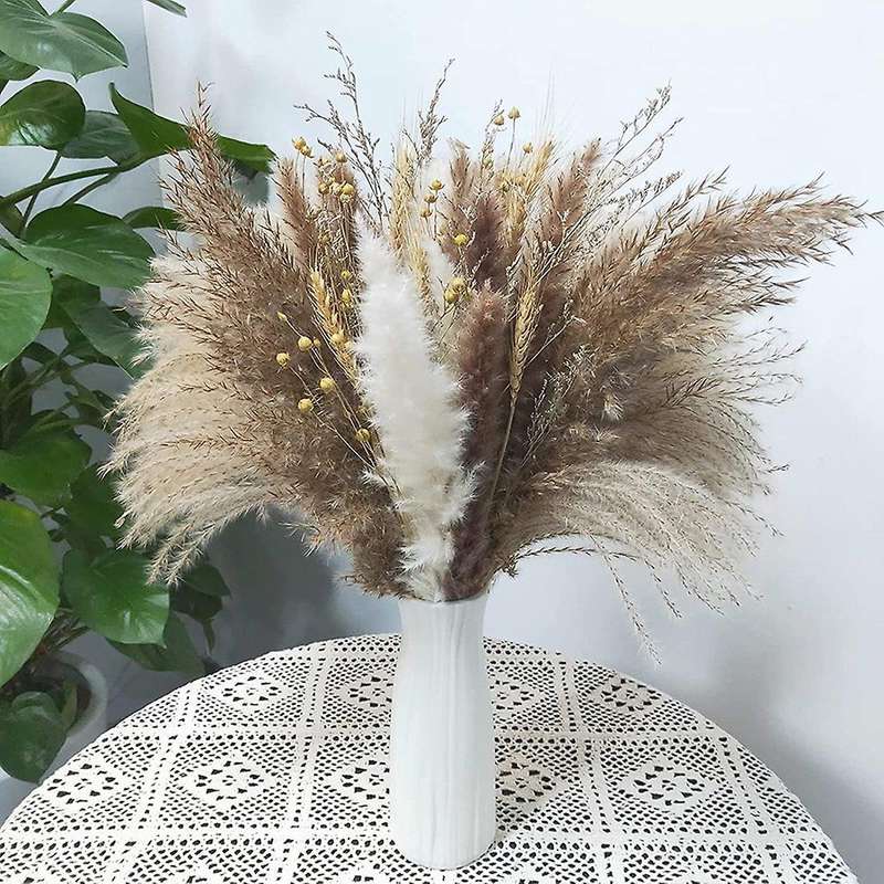 Boho Decor Pampas Grass, 80 Stems Dried Flowers Arrangements