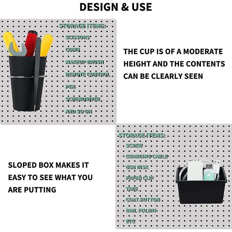 6 Sets Pegboard Bins Pegboard Cups with Hooks, for Organizing