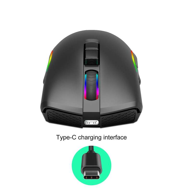Zerodate 2.4ghz Wireless Mouse Type C Rechargeable Gaming Computer