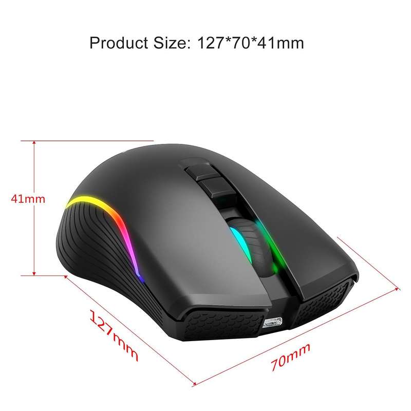 Zerodate 2.4ghz Wireless Mouse Type C Rechargeable Gaming Computer
