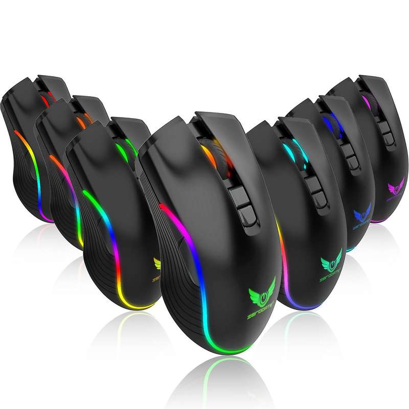 Zerodate 2.4ghz Wireless Mouse Type C Rechargeable Gaming Computer