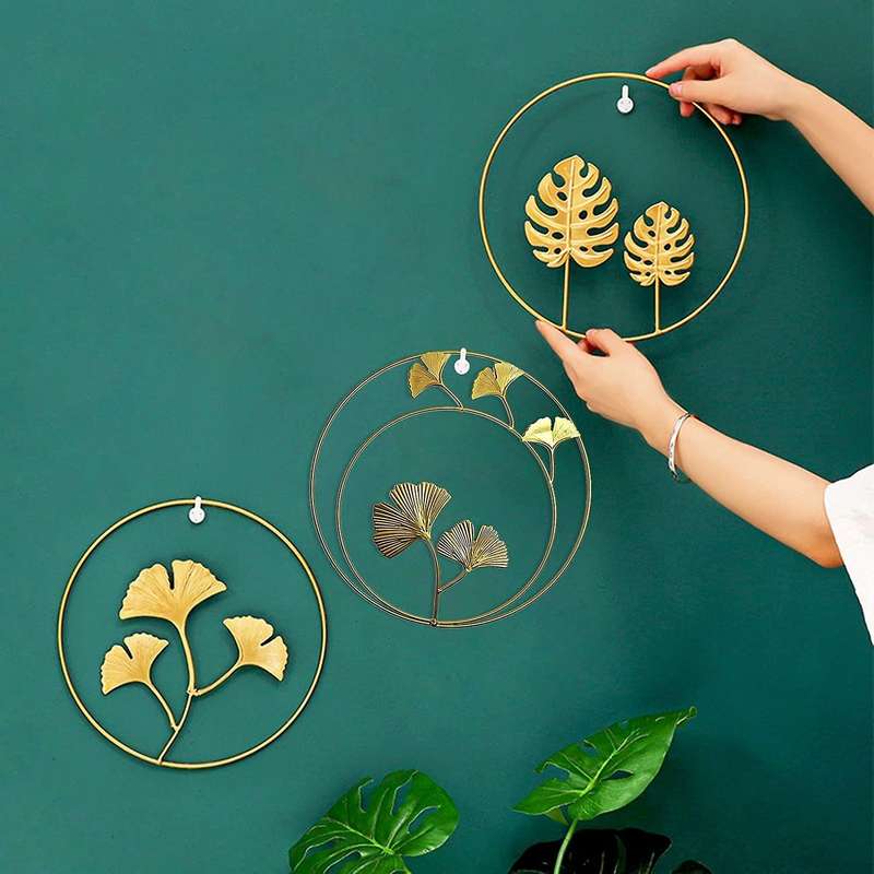 Gold Ginkgo,maple,monstera Leaf Wall Decor,for Bedroom Hotel Decor