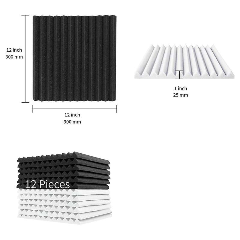 12pcs Acoustic Foam,sound Insulation Foam Panels 2.5x30x30cm