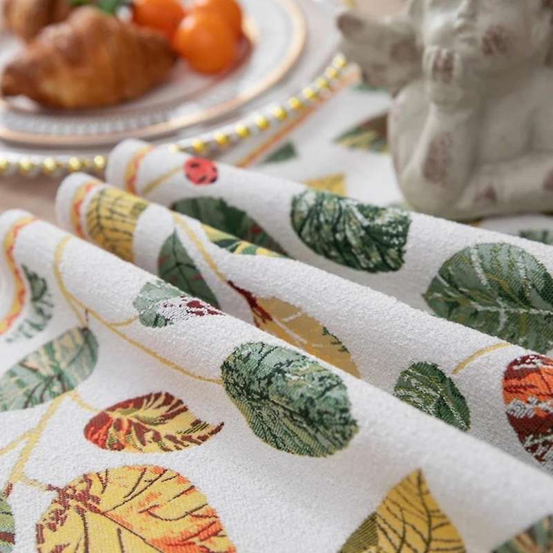 Pastoral Jacquard Embroidery Green Table Runner Christmas Home Tassel