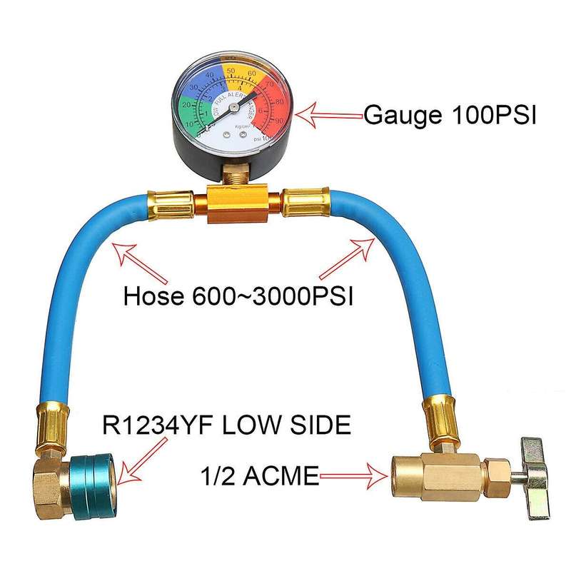 R-1234yf A/c Service Charging Hose Coupler with Gauge Low Side Hose