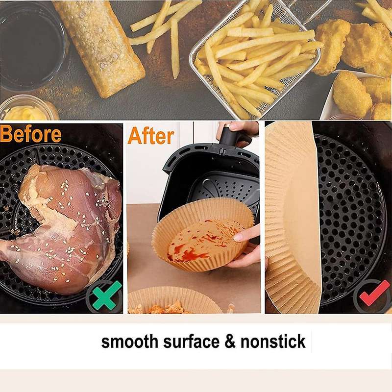 Disposable Paper Lined Non Stick Air Fryer Lined Baking Paper Brown