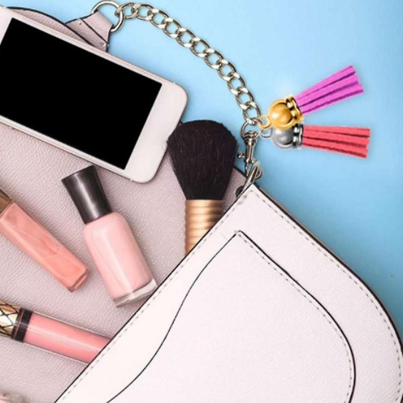 200 Pieces Tassel Fiber Fringe with Caps for Keychain Straps Diy