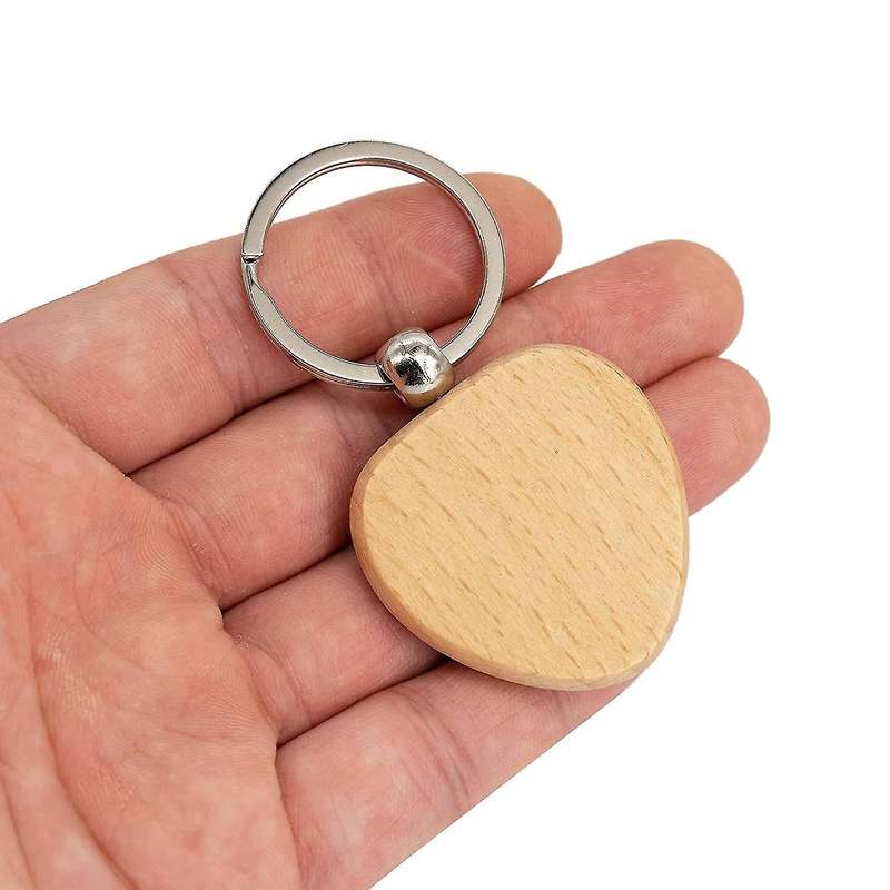 Blank Wooden Keychain Wooden (heart, 20 Pack)