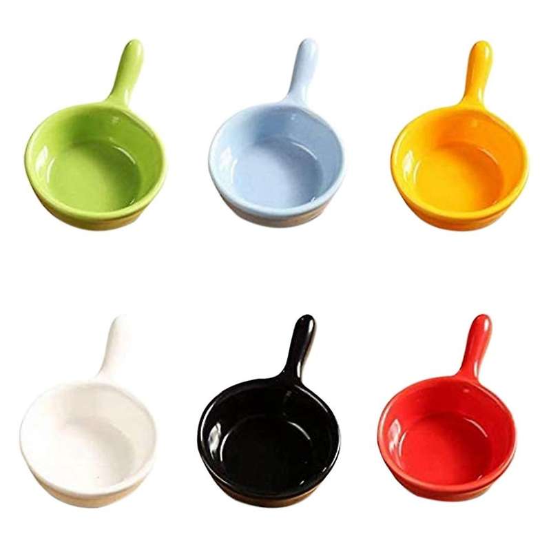 6 Pcs Ceramic Sauce Plate Colorful Mini Bowl Set Seasoning Plate