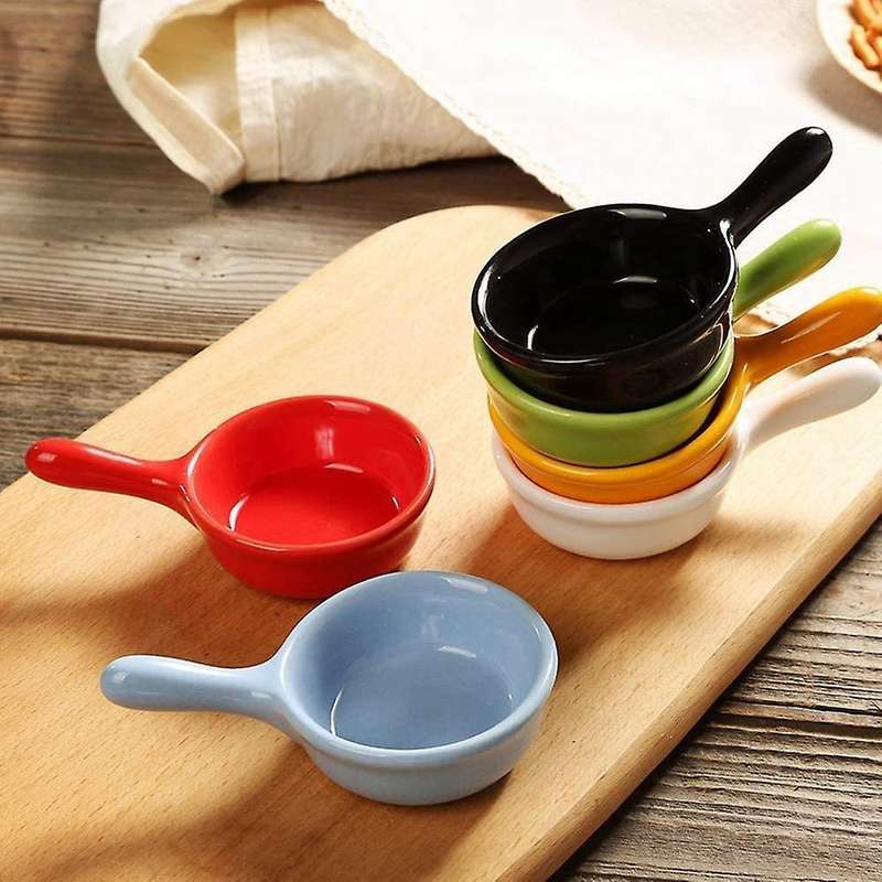 6 Pcs Ceramic Sauce Plate Colorful Mini Bowl Set Seasoning Plate