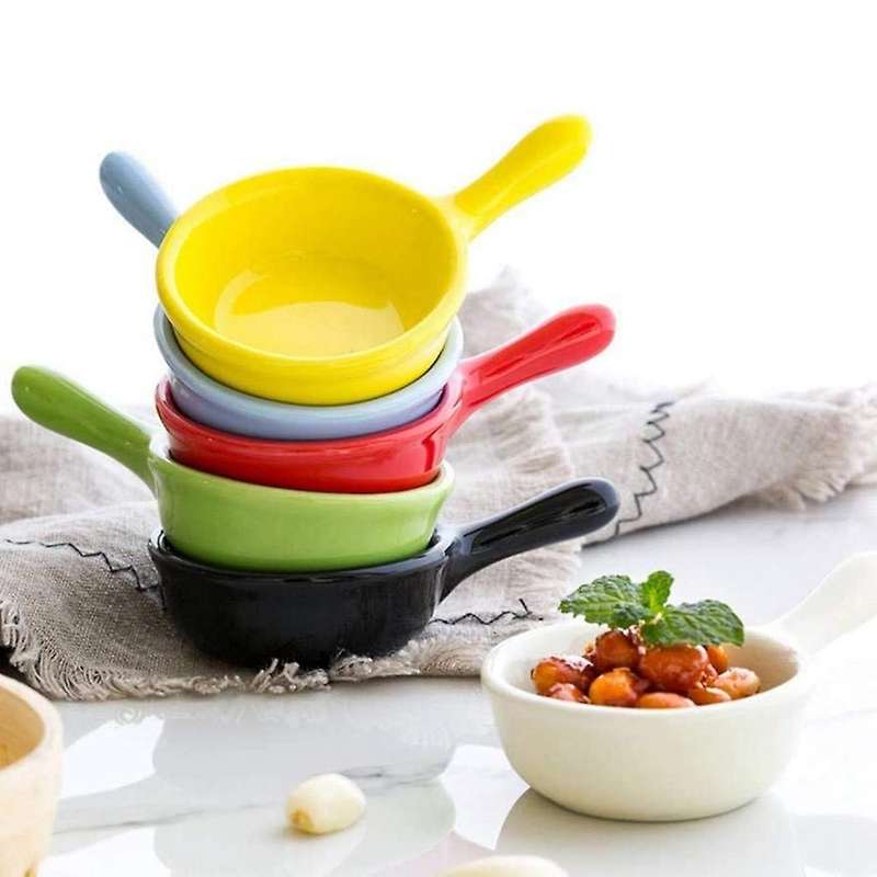 6 Pcs Ceramic Sauce Plate Colorful Mini Bowl Set Seasoning Plate