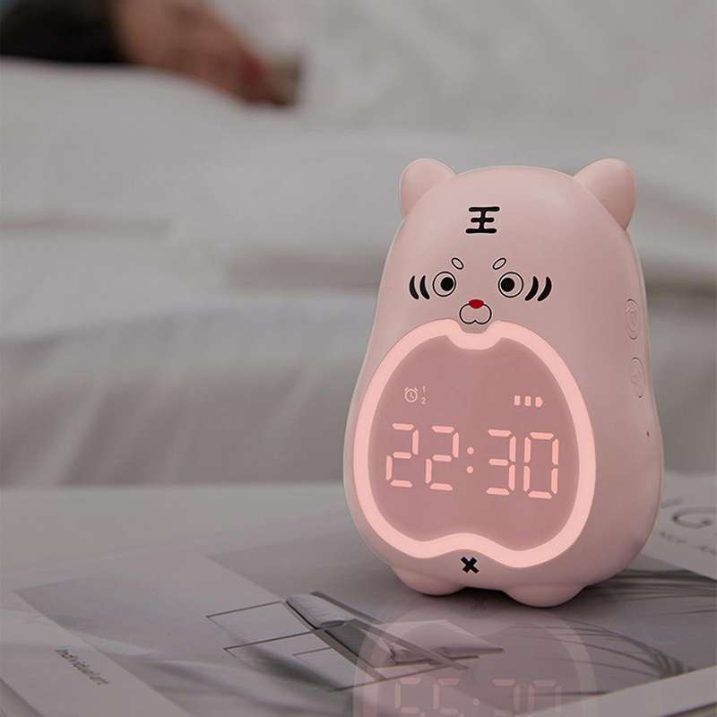 Kids Alarm Clock Tiger Digital for Kids Bedside Night Light Blue