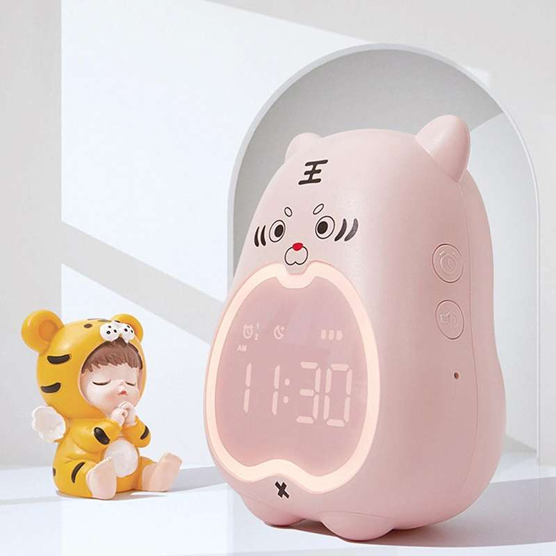 Kids Alarm Clock Tiger Digital for Kids Bedside Night Light Blue