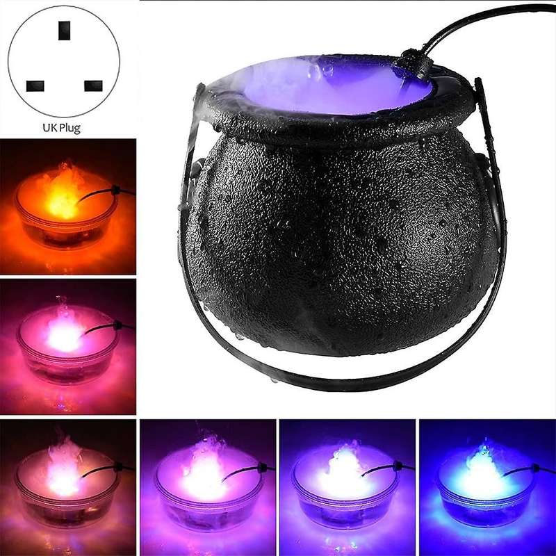 Halloween Witch Cauldron Fog Maker,12 Led Cauldron Smoking,uk Plug