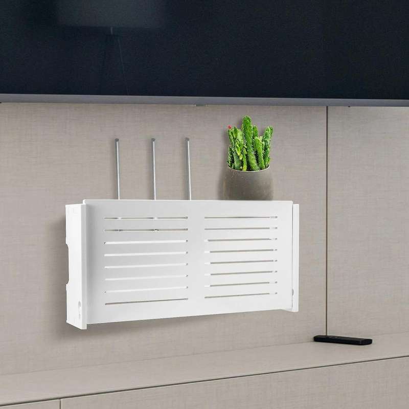 Wifi Router Storage Box Wall Mounted Wireless Panel Shelf Home Decor
