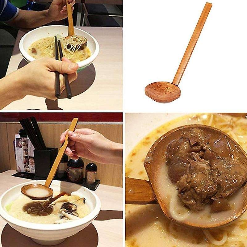 Japanese 8.5 Inch Ramen Handcrafted Wooden Soup Spoon Wooden 10 Pcs