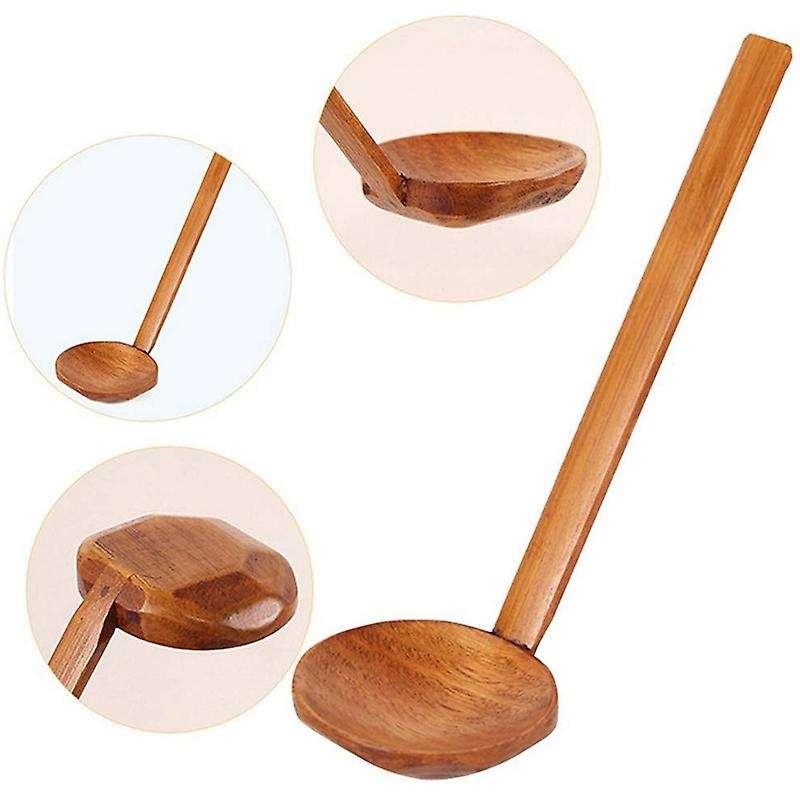 Japanese 8.5 Inch Ramen Handcrafted Wooden Soup Spoon Wooden 10 Pcs