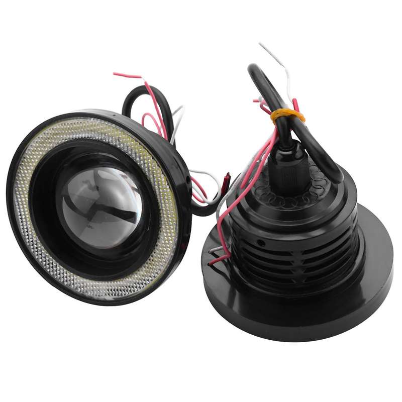 2pcs Car Universal 3.5 Inch Cob Angel Eye Fog Lights Headlights White