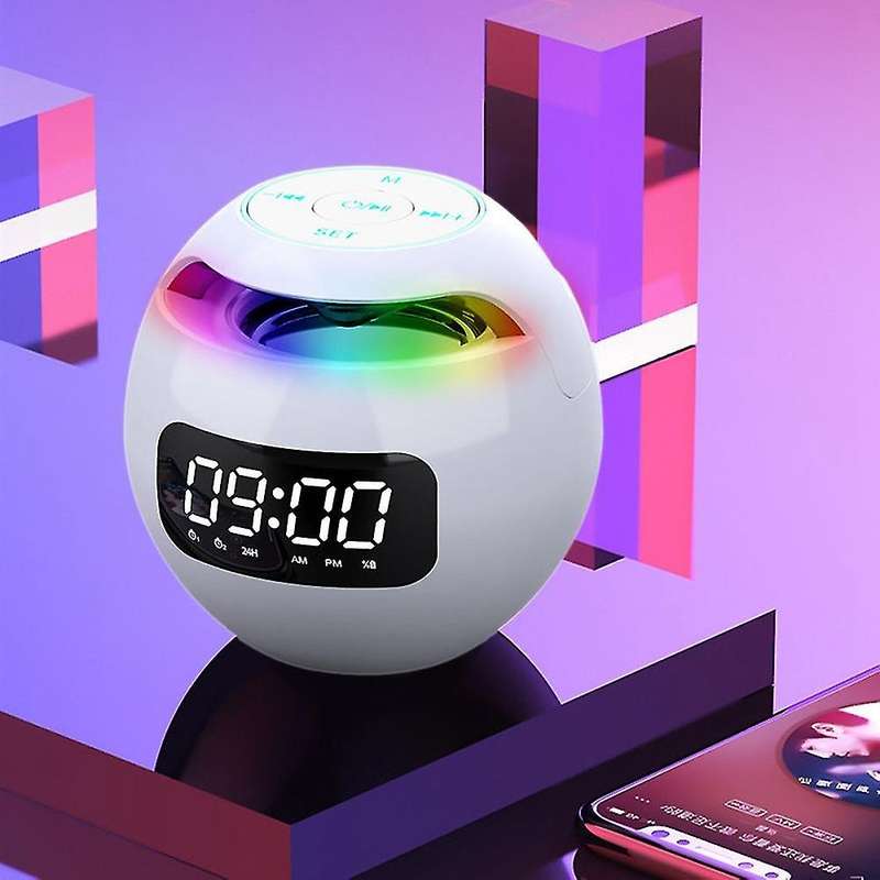 Wireless Bluetooth Speaker Sound Box Clock Alarm with Mic Pink