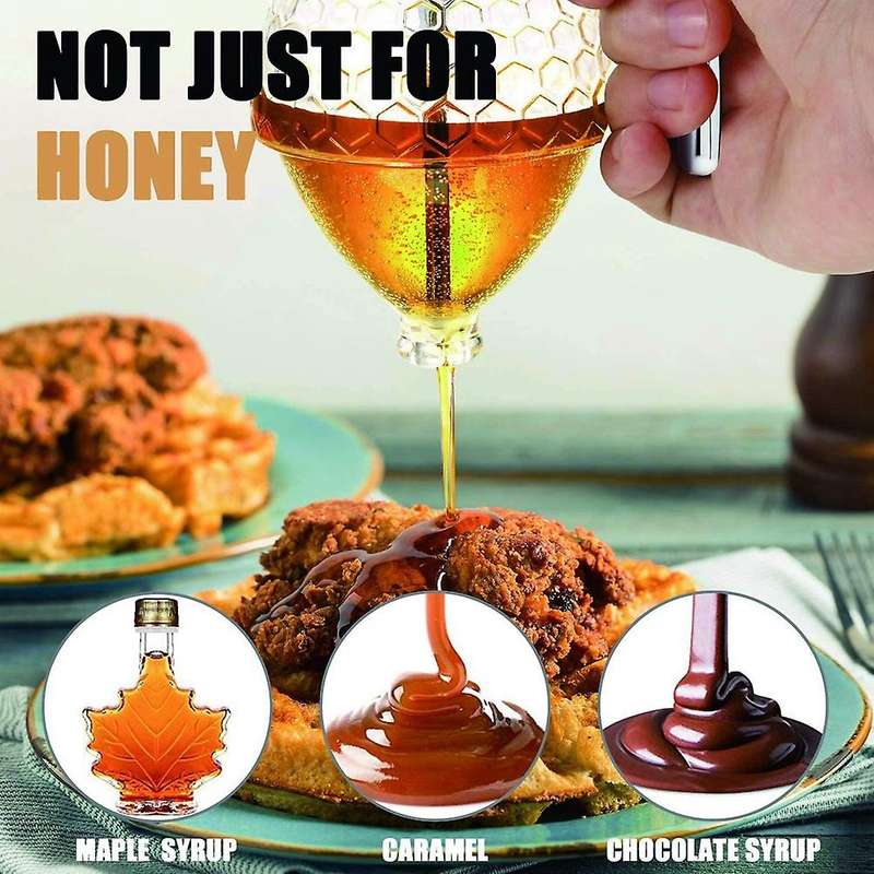 Honey Dispenser,no Drip Syrup Sugar Container with Stand