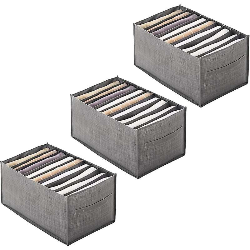 3 Piece Wardrobe Organizer, Gray Storage Box for Drawers Closet,b