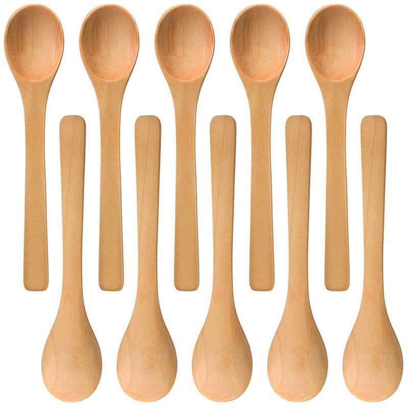 30 Pieces Mini Wooden Condiments Spoons Honey Teaspoon Wood Brown