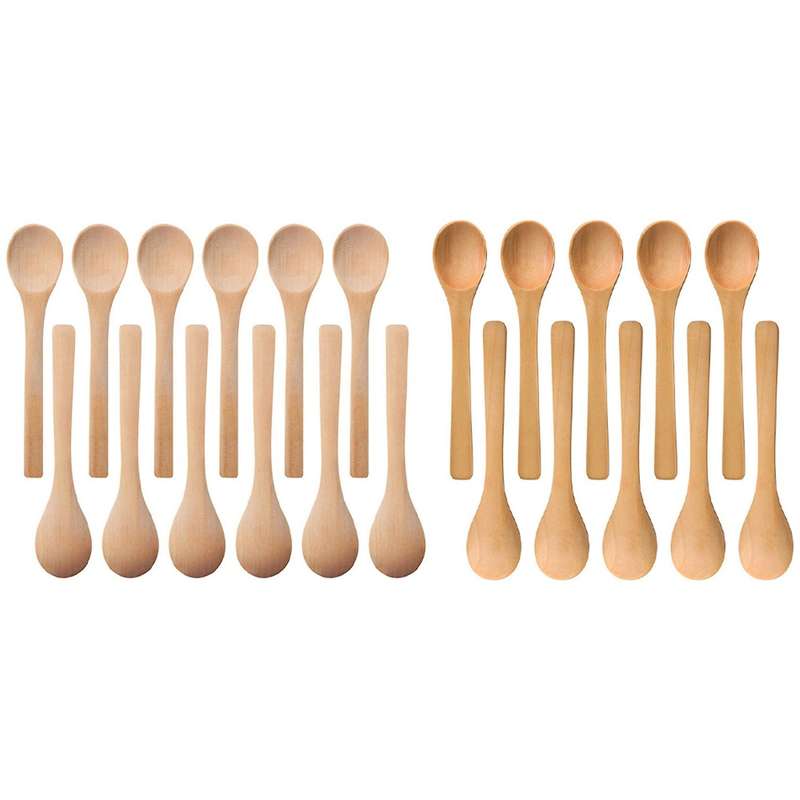30 Pieces Mini Wooden Condiments Spoons Honey Teaspoon Wood Brown