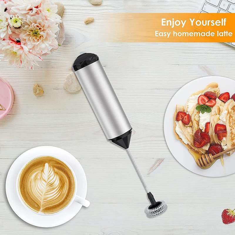 Milk Frother Handheld, Frother Single and Double Spring Whisk Head