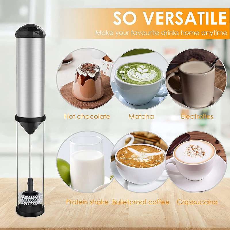Milk Frother Handheld, Frother Single and Double Spring Whisk Head