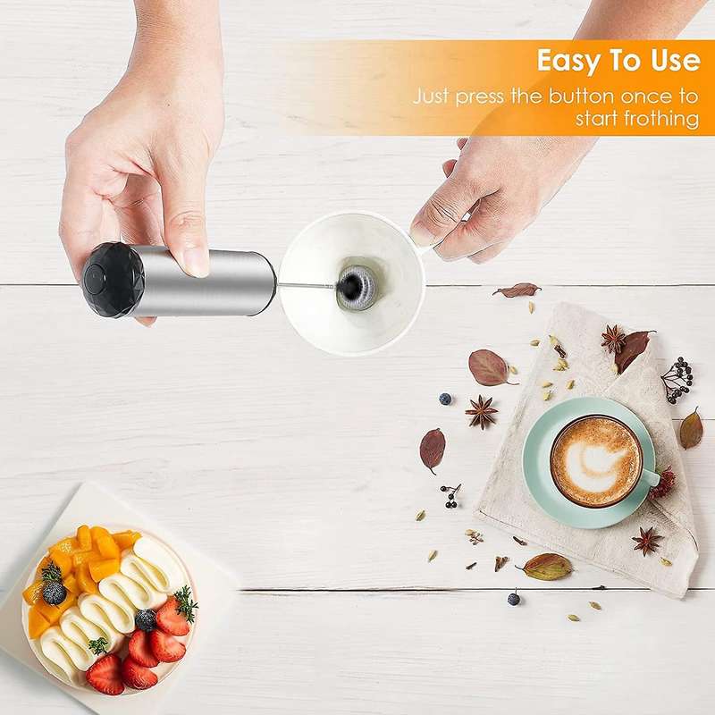 Milk Frother Handheld, Frother Single and Double Spring Whisk Head