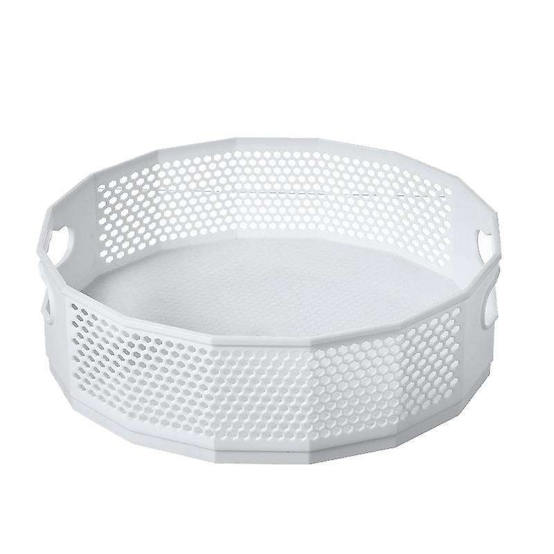 Storage Tray Drain Rack Turntable Rotating Tray White