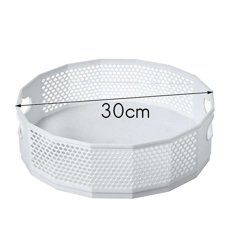 Storage Tray Drain Rack Turntable Rotating Tray White