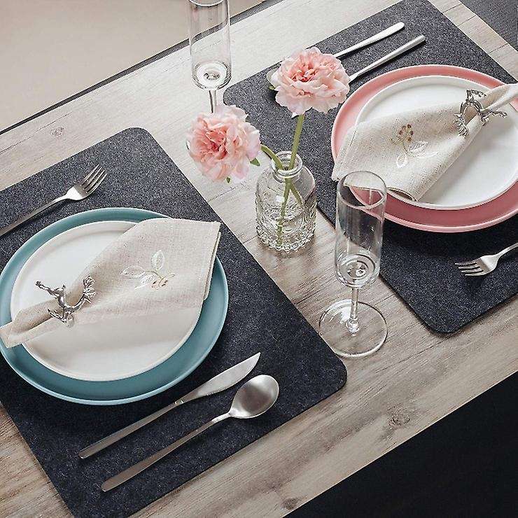 Felt Placemat 6 Piece Set Black-table Mat Can Be Wiped 45x32 Cm