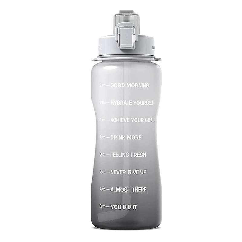 Sport Water Bottle with Straw & Time Marker, 64 Oz Gallon Tritan -a