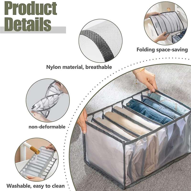 7 Grids Clothes Organizer 4pcs,folded Clothes Organizer for Closet