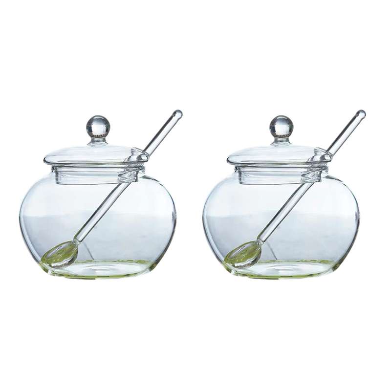 Glass Jar Sugar Cookie Bowl with Lid Spoon Transparent Candy Storage