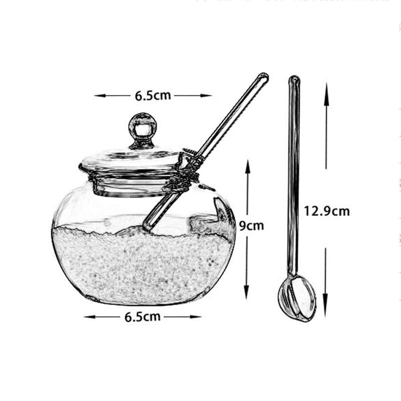 Glass Jar Sugar Cookie Bowl with Lid Spoon Transparent Candy Storage