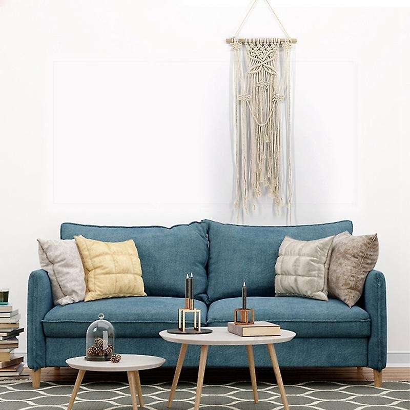 Hand Knotted Art Cotton Bohemian Tapestry with Tassel for Boho Home